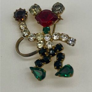 Vintage crystal mouse brooch pin made in Austria